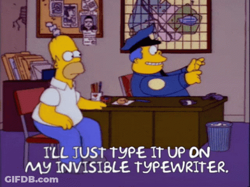Homer Simpson Sits At A Desk With A Police Officer GIF
