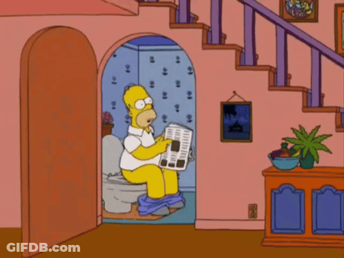 Homer Simpson Sitting On Toilet Reading Newspaper GIF