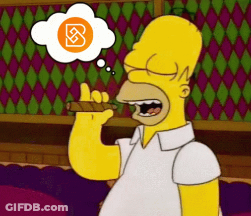 Homer Smoking Cigar With B Thought Bubble GIF