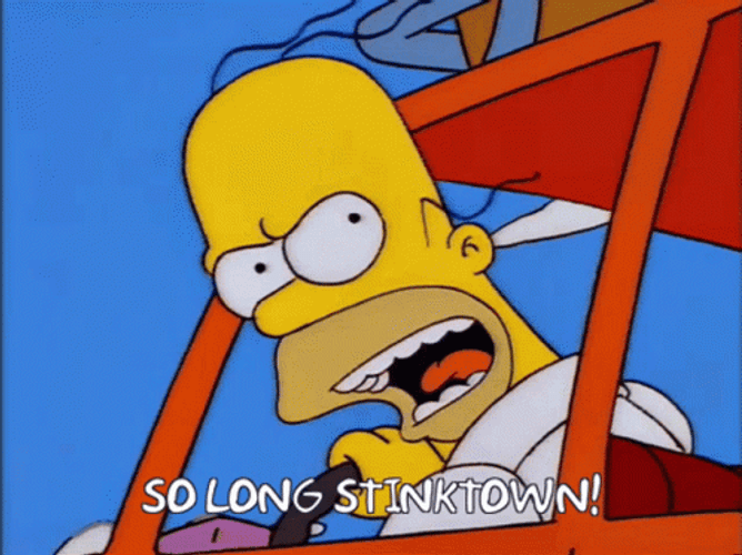 Homer Simpson So Long Stinktown Farewell GIF