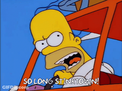 Homer Simpson So Long Stinktown GIF