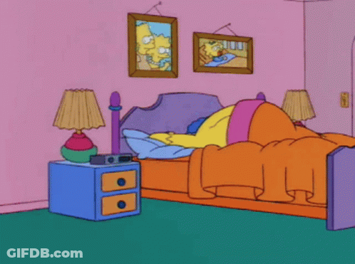 Homer Simpson Standing In Bedroom With Lamp GIF