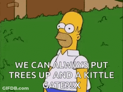 Homer Simpson Standing In Front Of Fence Talking About Trees And Kittle Gate GIF