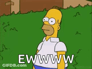 Homer Simpson Standing In Grass Saying Ewww GIF