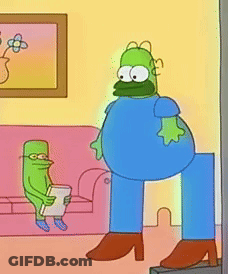 Homer Simpson Standing Next To Green Frog GIF