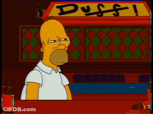 Homer Simpson Standing In Front Of Duff Sign GIF