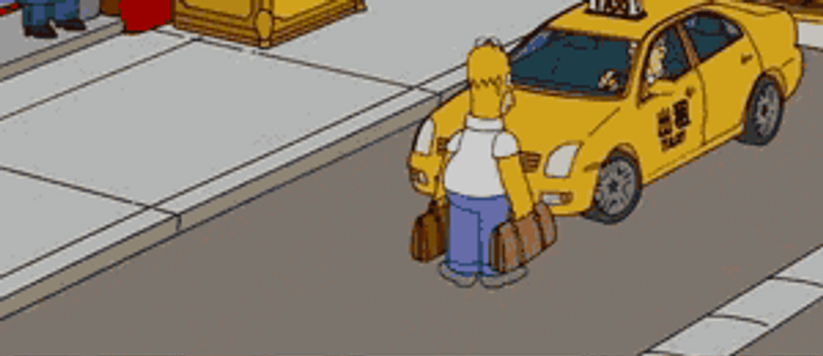 Homer Simpson Stopping Taxi From Leaving GIF