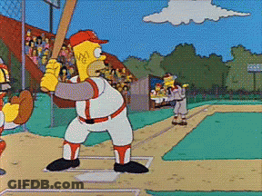 Homer Simpson Swinging Bat At Baseball GIF