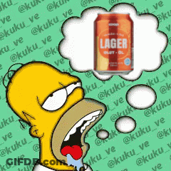 Homer Simpson Thinking About Can Of Lager Beer GIF