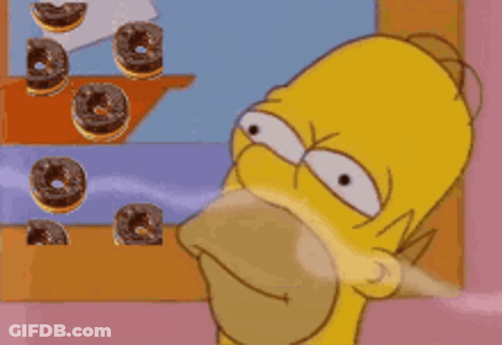 Homer Simpson Thinking Imaging Chocolate Donuts GIF