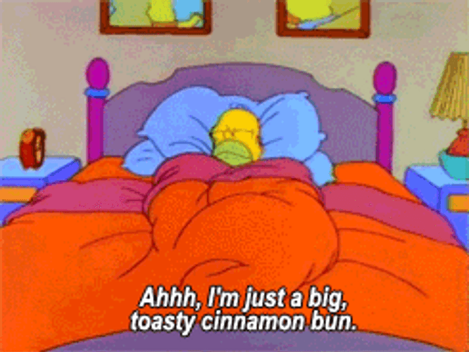 Homer Simpson Toasty Cinnamon Bun Bed GIF