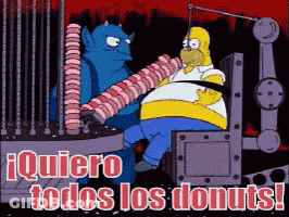 Homer Simpson Tortured By Demon Saying Quiero Todos Los Donuts GIF
