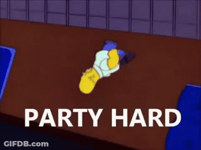 Homer Simpson Walking In The Floor Party Hard GIF