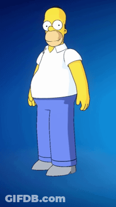Homer Simpson In White Shirt And Blue Pants On Blue Background GIF
