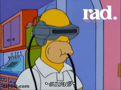 Homer Simpson Wearing VR Headset Gulping GIF