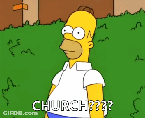 Homer Simpson With Church Text GIF