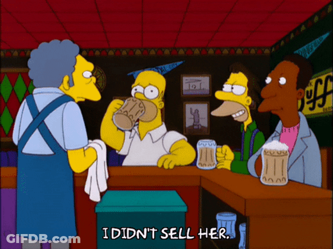Homer Simpsons Drinking On The Bartender GIF