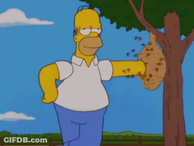 Homer Simpsons Hands On Hive Bee Sting GIF