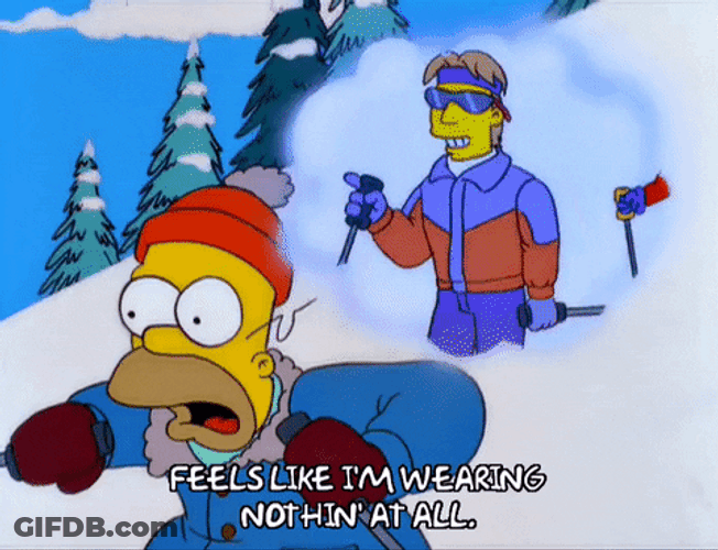 Homer Simpsons Scared Skiing GIF