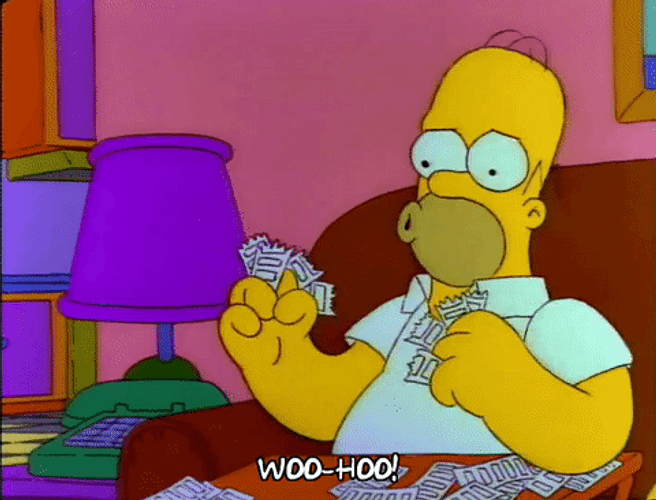 Homer Woohoo Counting His Tickets GIF