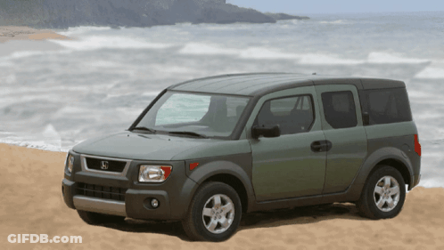 Honda Element Parked On Beach GIF