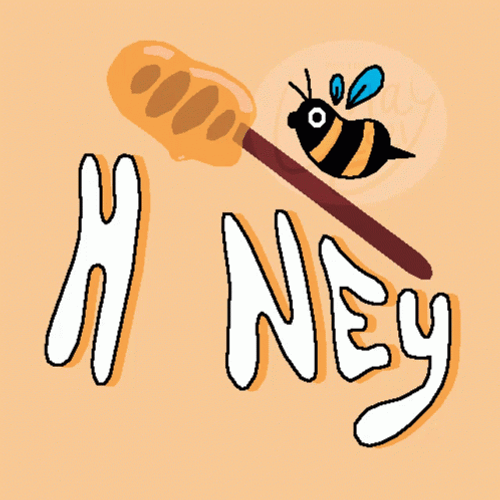 Honey Font With Bee Tapping The Spoon GIF