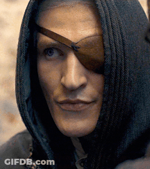Hooded Aemond Targaryen Whispering GIF