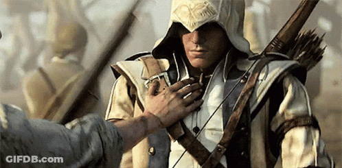 Hooded Archer Holding Hand On Chest GIF