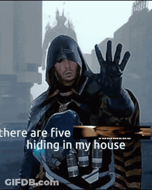 Hooded Cape Man Waving There Are Five Hiding GIF