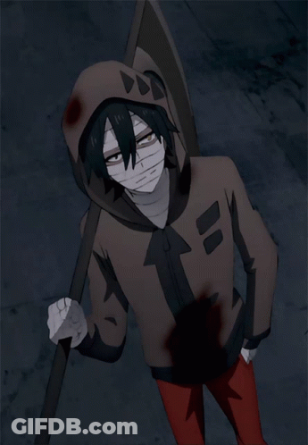 Hooded Cartoon Character With Scythe GIF