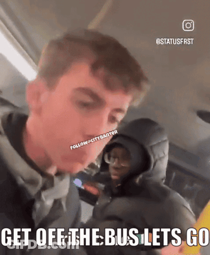 Hooded Jacket Man: Get Off Bus Let's Go GIF