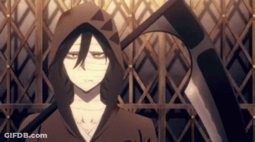 Hooded Man Holding Scythe GIF