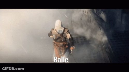 Hooded Man Walking Through Fog With Kalle GIF