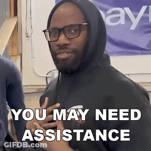 Hoodie Man Glasses Saying You May Need Assistance GIF