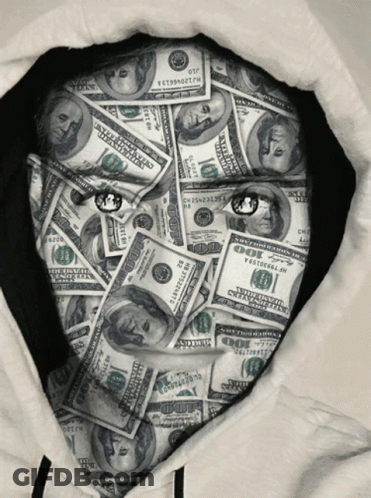 Hoodie With Hundred Dollar Bill Pattern GIF