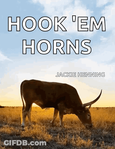 Hook 'Em Horns Book By Jackie Henning Cow Grazing GIF