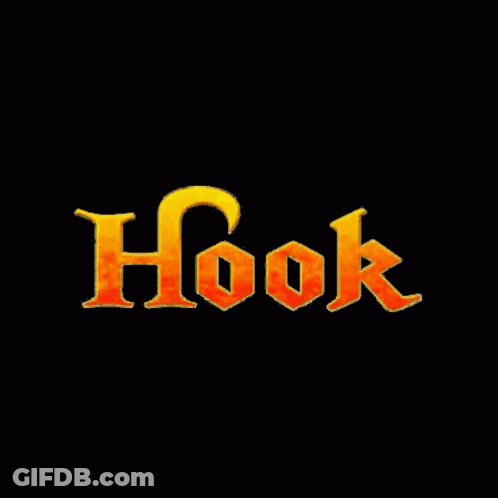 Hook Word In Red And Yellow On Black Background GIF