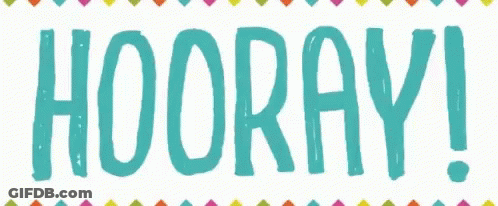 Hooray In Blue With Colorful Dots GIF
