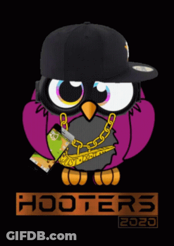 Hooters Poster Owl Wearing Black Hat New Today 2020 GIF