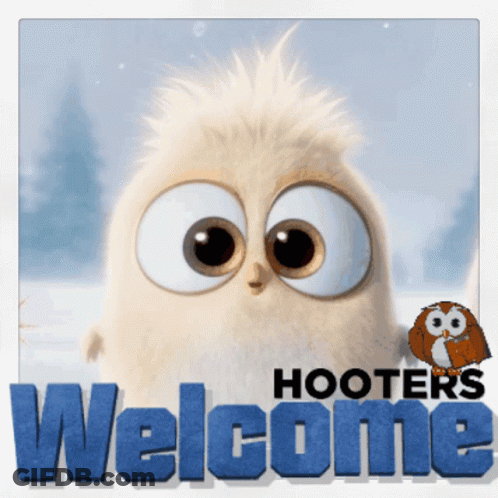 Hooters Welcome Sign With Owl At Bottom GIF