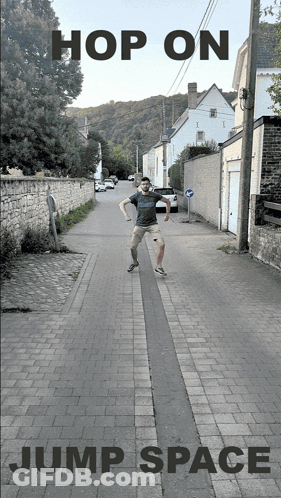 Hop On Jump Space Poster With Running Man GIF
