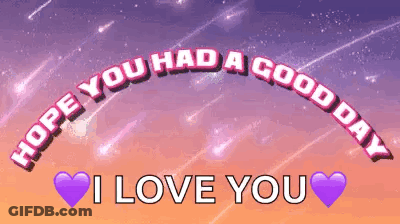 Hope You Had A Good Day I Love You With Purple Hearts GIF
