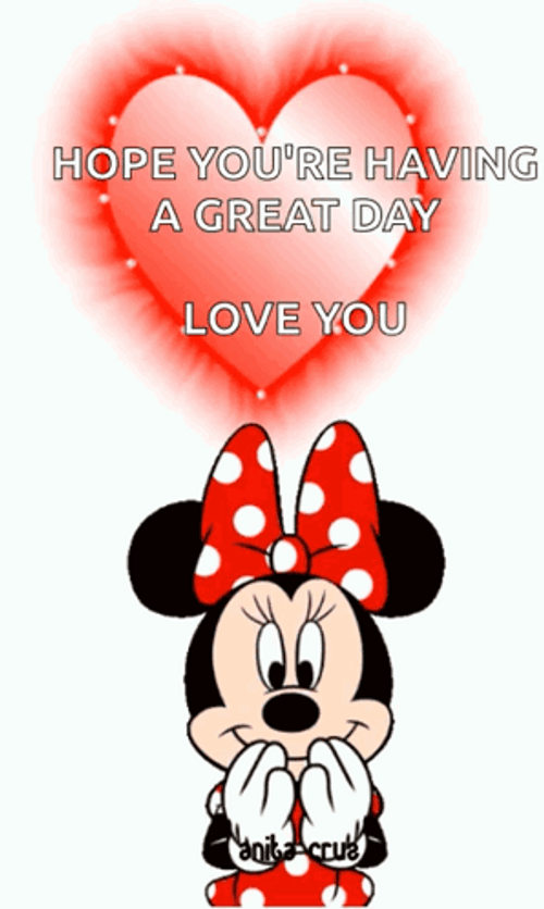 Hope You're Having A Good Day Minnie Mouse Flying Kiss GIF