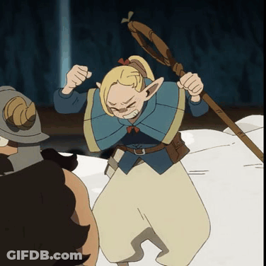 Horned Cartoon Character Holding Stick Funny Face GIF