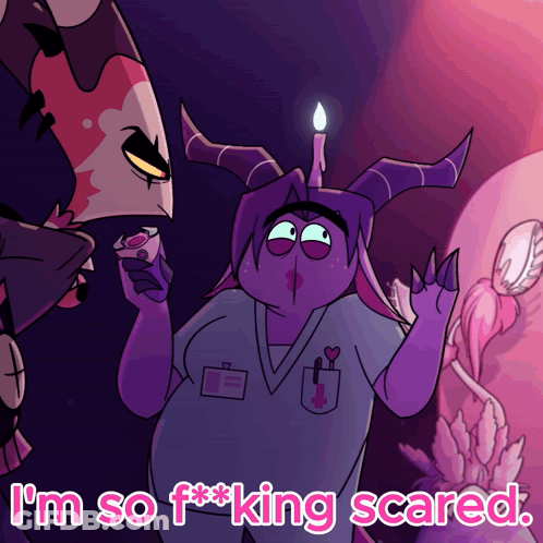 Horned Cartoon Saying So Fucking Scared GIF