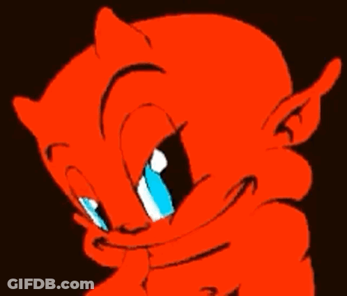 Horned Demon Surrounded By Flames Saying Demon GIF