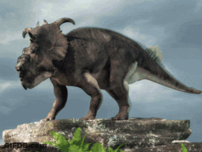 Horned Dinosaur On Rock GIF