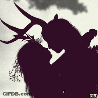 Horns Woman And Horse Silhouette GIF