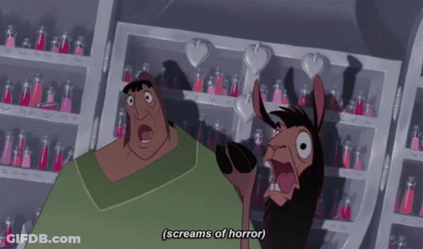 Horrified Kuzco And Pacha GIF
