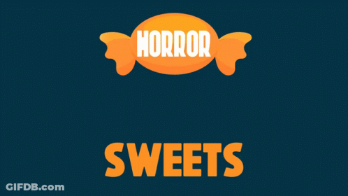 Horror Sweets Logo With Orange Candy On Dark Blue GIF